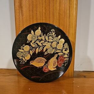 Japanese Enanelware Coaster Set With Quail Design